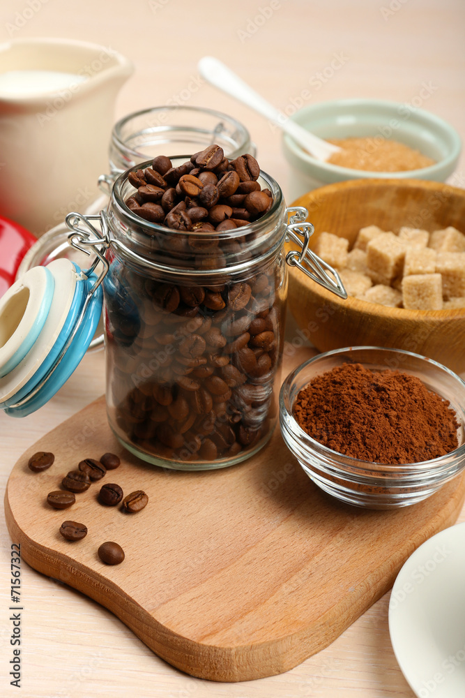 Fresh coffee with several ingredients Fresh coffee with several ingredients