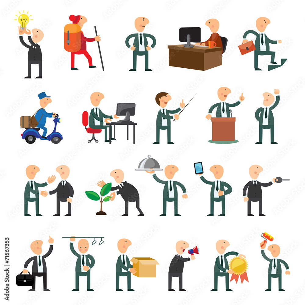 Business peoples set of icons flat design Business peoples set of icons flat design