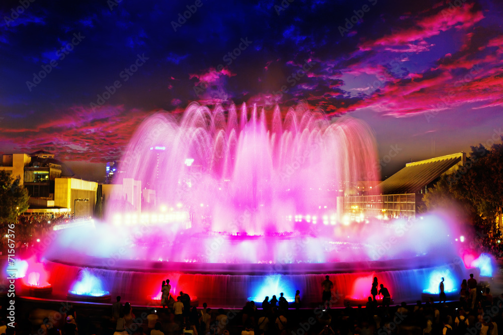 The famous Montjuic Fountain in Barcelona.Spain.