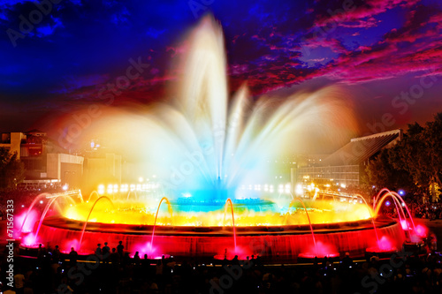 The famous Montjuic Fountain in Barcelona.Spain.