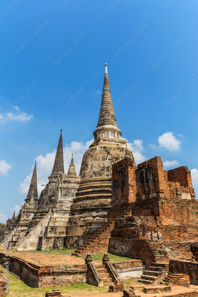ancient pagoda on wat phrasrisanpetch temple in thailand
