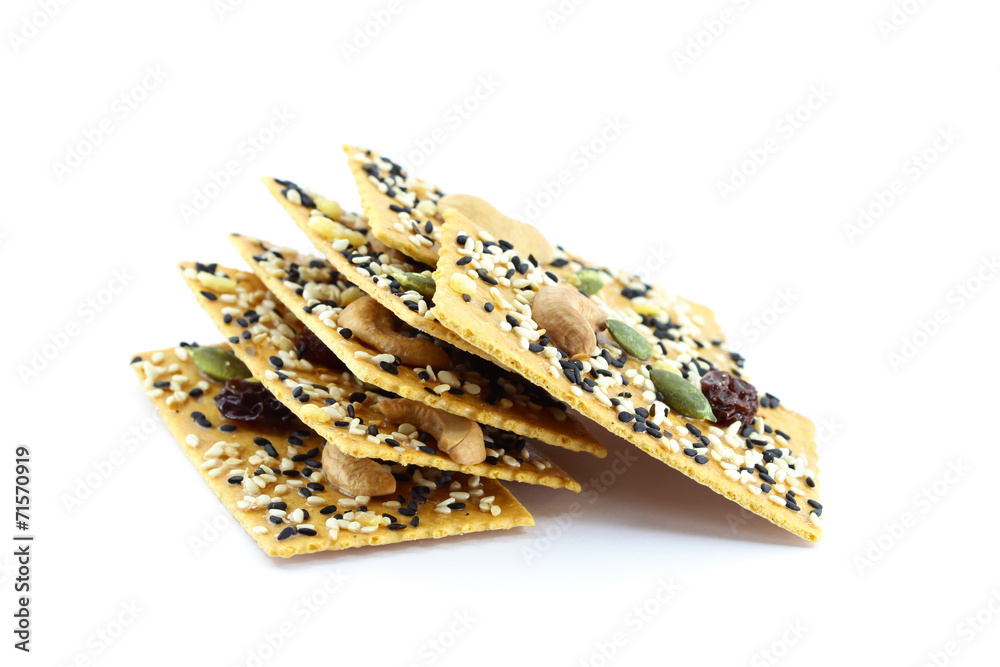 Healthy cracker, isolated on white background.