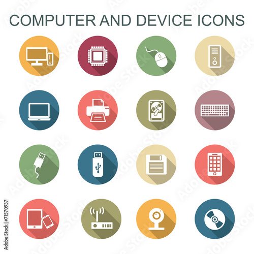 computer and device long shadow icons
