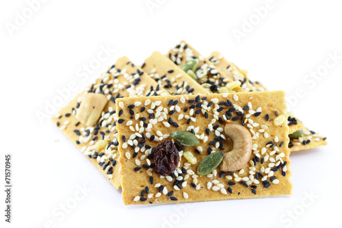 Healthy cracker, isolated on white background.