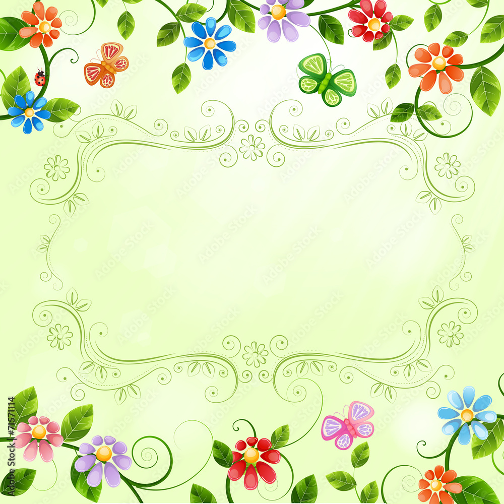 Floral illustration with colorful flowers.