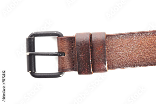 buckle brown leather belt fashion on white background