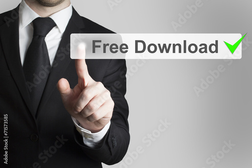 businessman pushing flat button free download