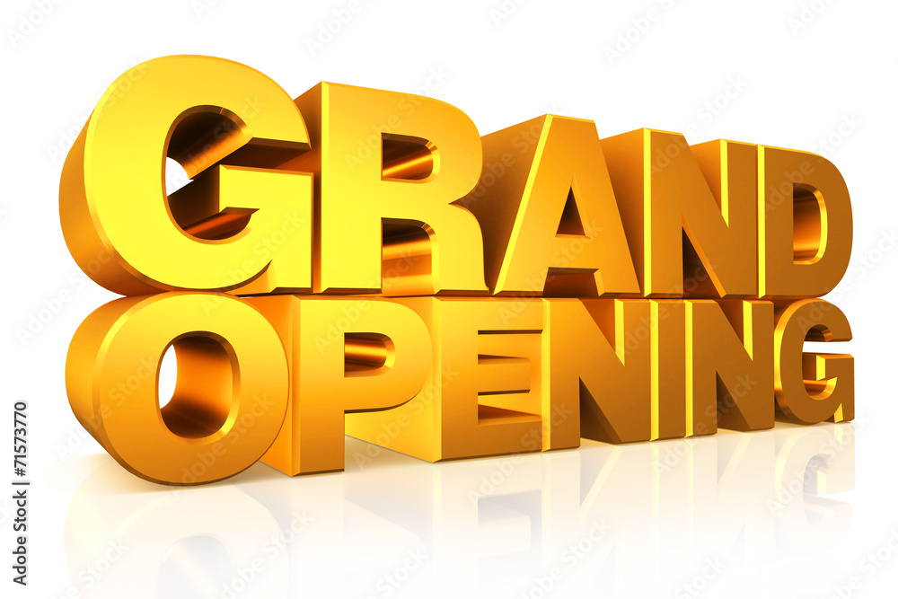 3D gold text grand opening. 3D gold text grand opening.