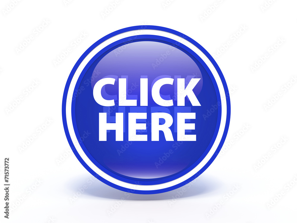 Click here circular icon on white background Click here circular icon on white background