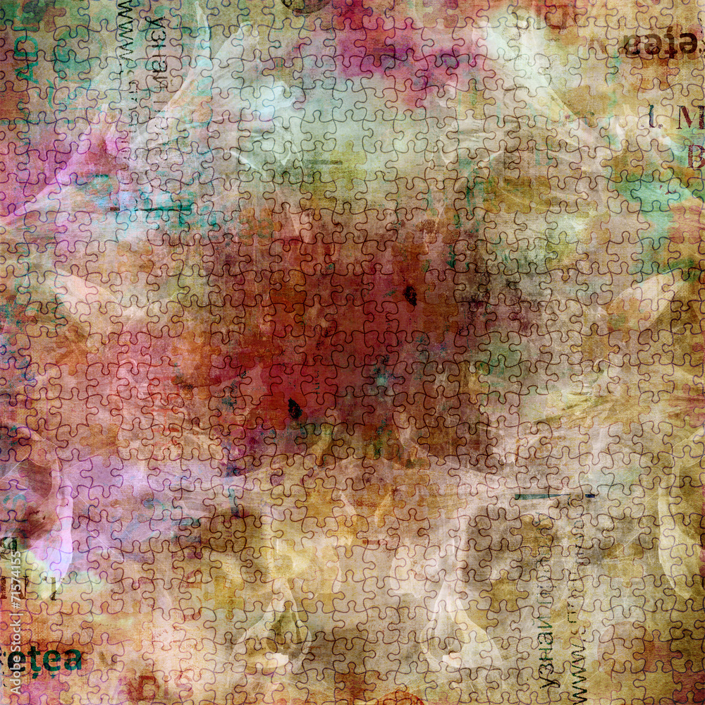 Grunge abstract background with old torn posters with blur text