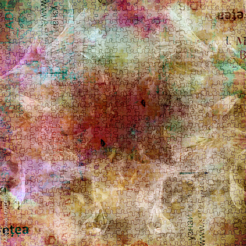 Grunge abstract background with old torn posters with blur text