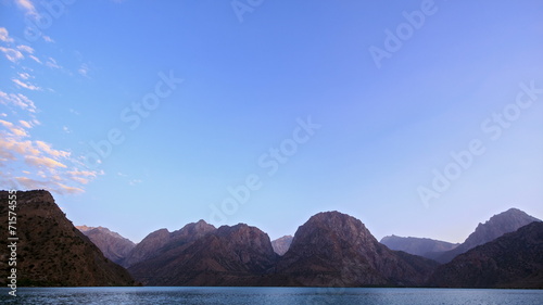 Mountain lake at sunset. TimeLapse. Pamir, Tajikistan. 4K photo