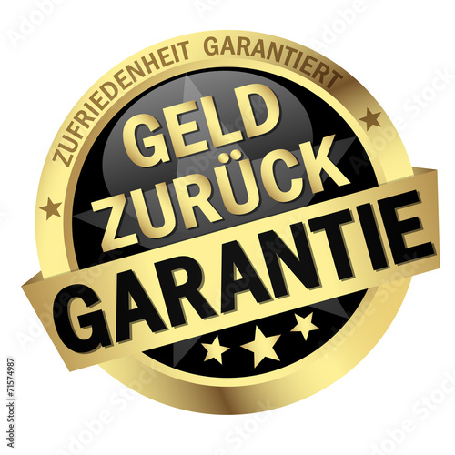 Button with banner Geld zurück Garantie