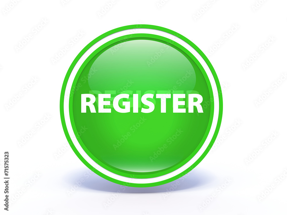 register circular button on white background register circular button on white background