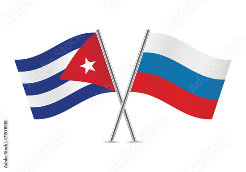 Russian and Cuban flags. Vector illustration.