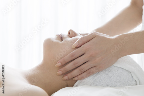 Young women undergoing facial massage