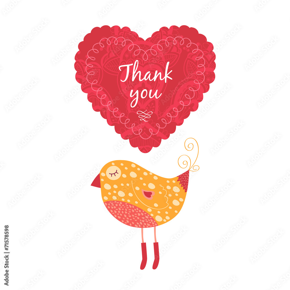 Thank you card with birds Thank you card with birds