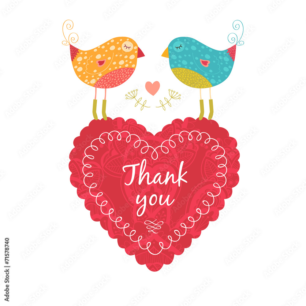 Thank you card with birds