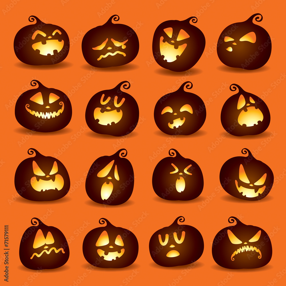 Obraz premium Set pumpkins for Halloween