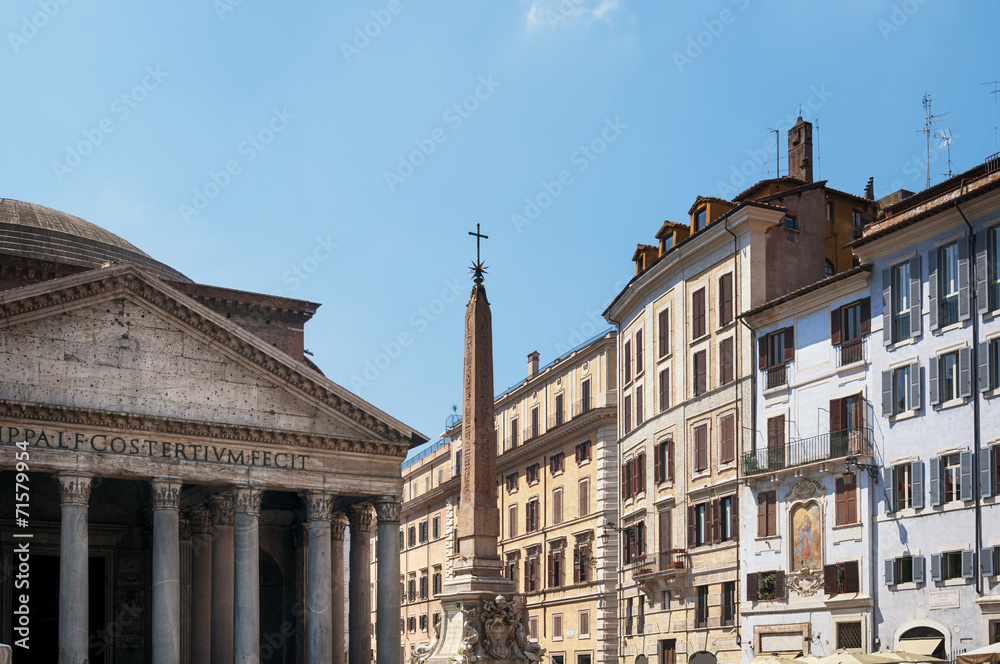 The  Pantheon in  Piazza della Rotonda, Rome, Italy.