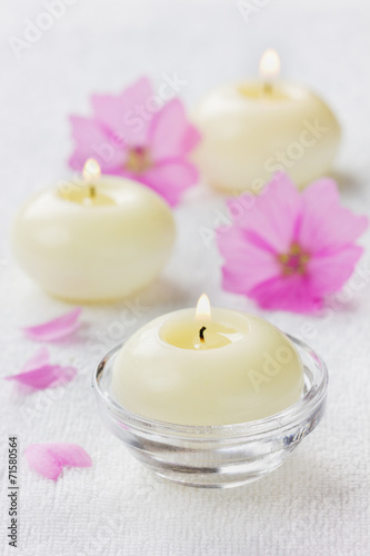 spa composition with flowers and candles