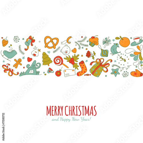 Colorful geometric shape vector with christmass drawing elements