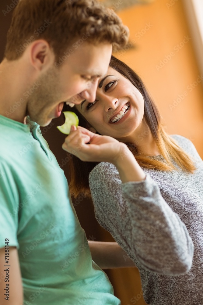 Fototapeta premium Cute couple preparing food together