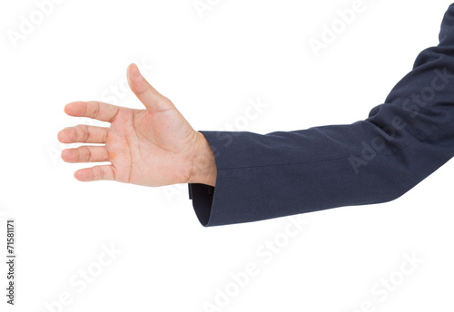 Business man hand grab isolated on white background