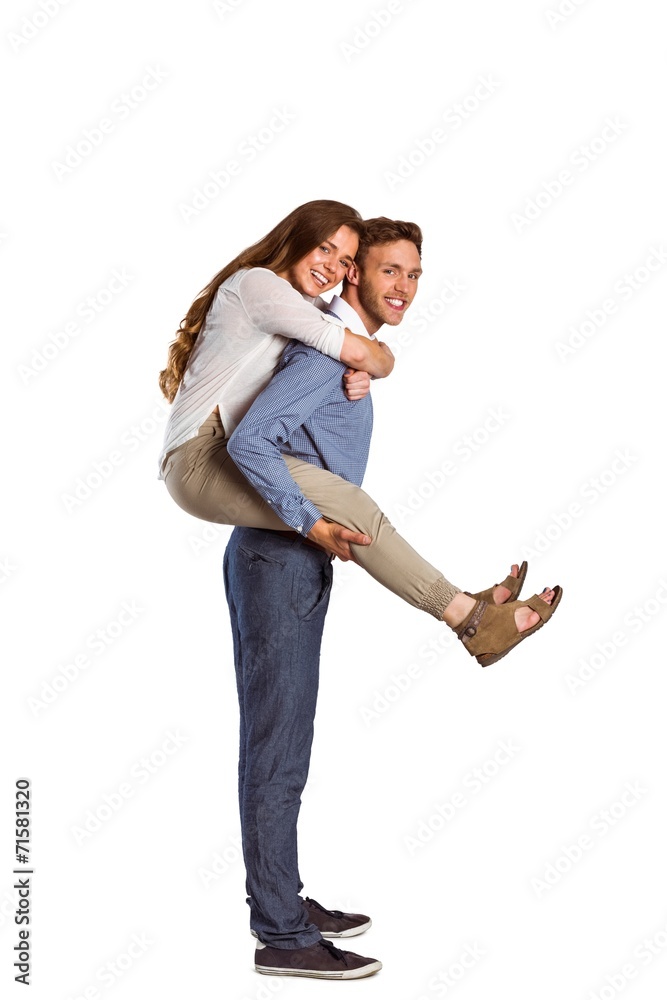 Portrait of smiling man carrying woman Portrait of smiling man carrying woman