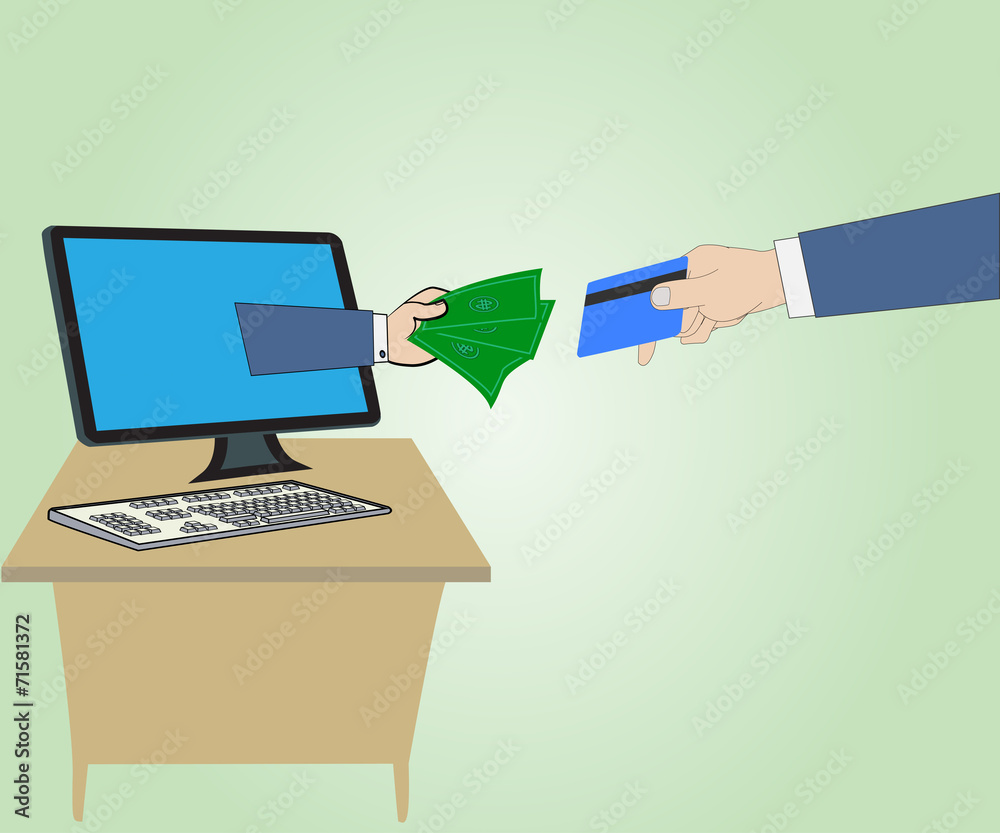 Hand with money and Hand hold credit card Hand with money and Hand hold credit card