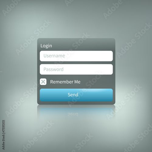 isolated login element with reflection