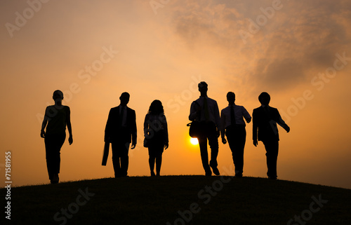 Silhouette Group of People on the Hill