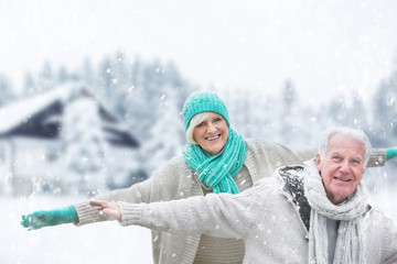winter senior couple
