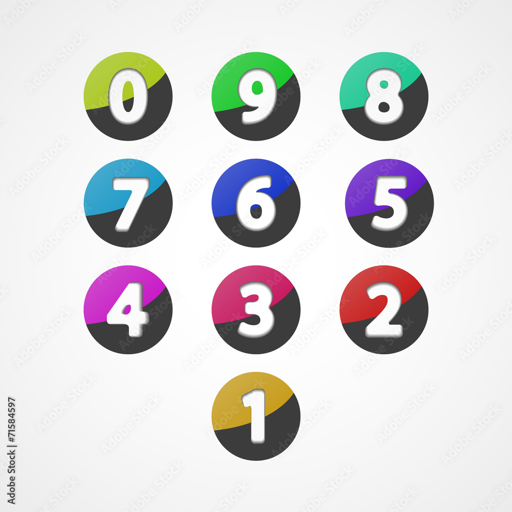 Numbers set, colorful web icon Numbers set, colorful web icon