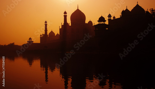 Sunset Silhouette Of A Grand Taj Mahal