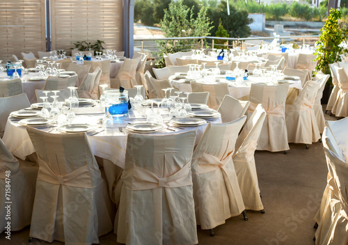Table set at wedding reception