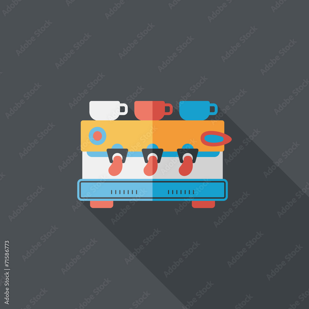 coffee machine flat icon with long shadow,eps10 coffee machine flat icon with long shadow,eps10