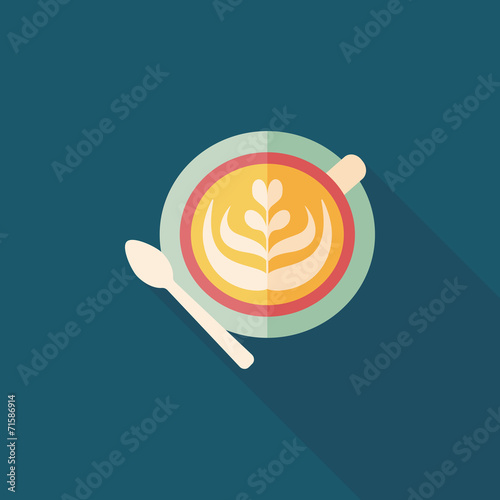 coffee latte art flat icon with long shadow,eps10