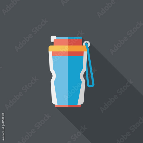 Vacuum flask flat icon with long shadow,eps10, hot water bottle