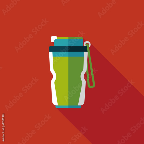 Vacuum flask flat icon with long shadow,eps10, hot water bottle
