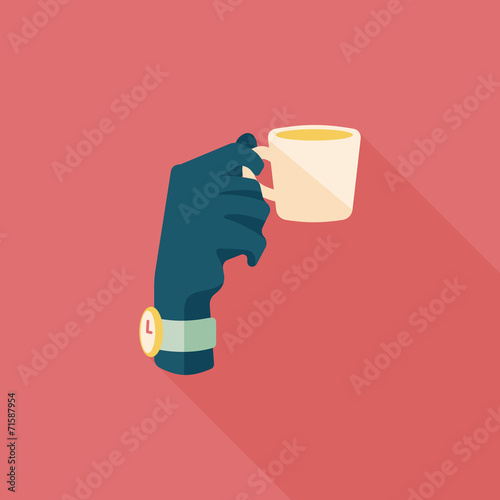 lady drinking coffee flat icon with long shadow,eps10