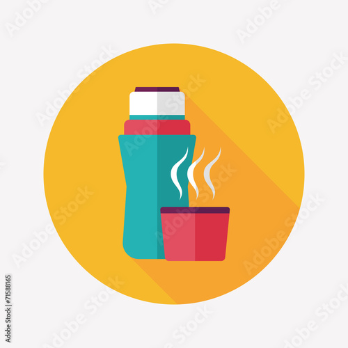 Vacuum flask flat icon with long shadow,eps10, hot water bottle