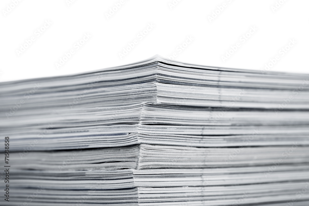 Magazines up close shot on white background Magazines up close shot on white background