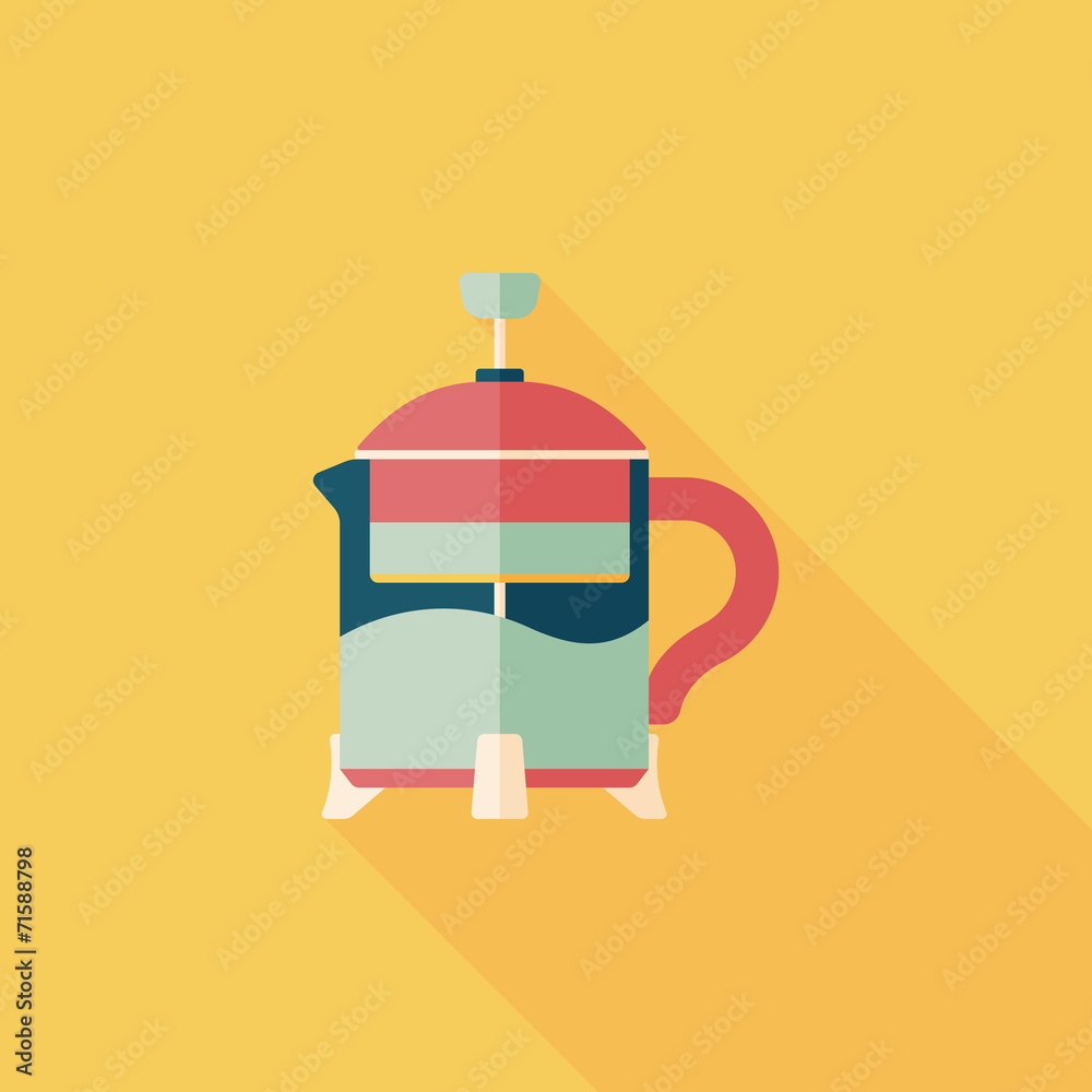 tea pot flat icon with long shadow,eps10 tea pot flat icon with long shadow,eps10