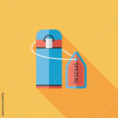 Vacuum flask flat icon with long shadow,eps10, hot water bottle
