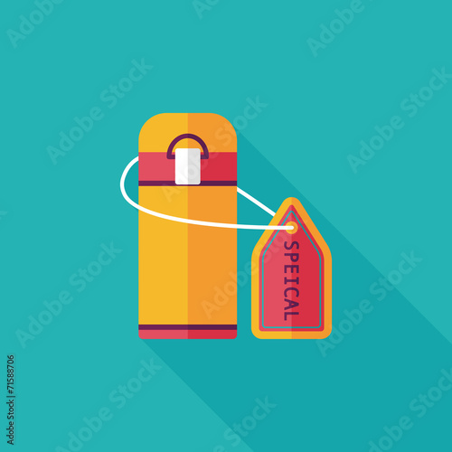 Vacuum flask flat icon with long shadow,eps10, hot water bottle