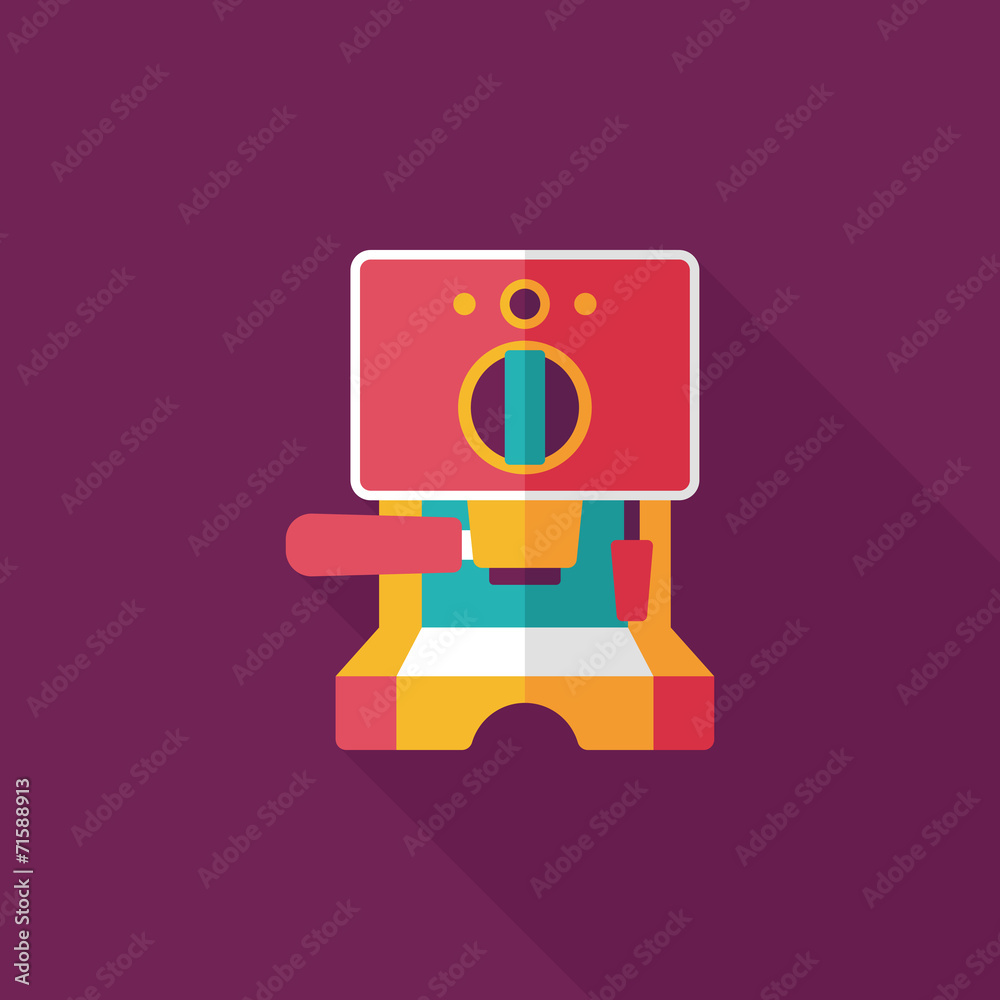 grinding coffee machine flat icon with long shadow,eps10 grinding coffee machine flat icon with long shadow,eps10