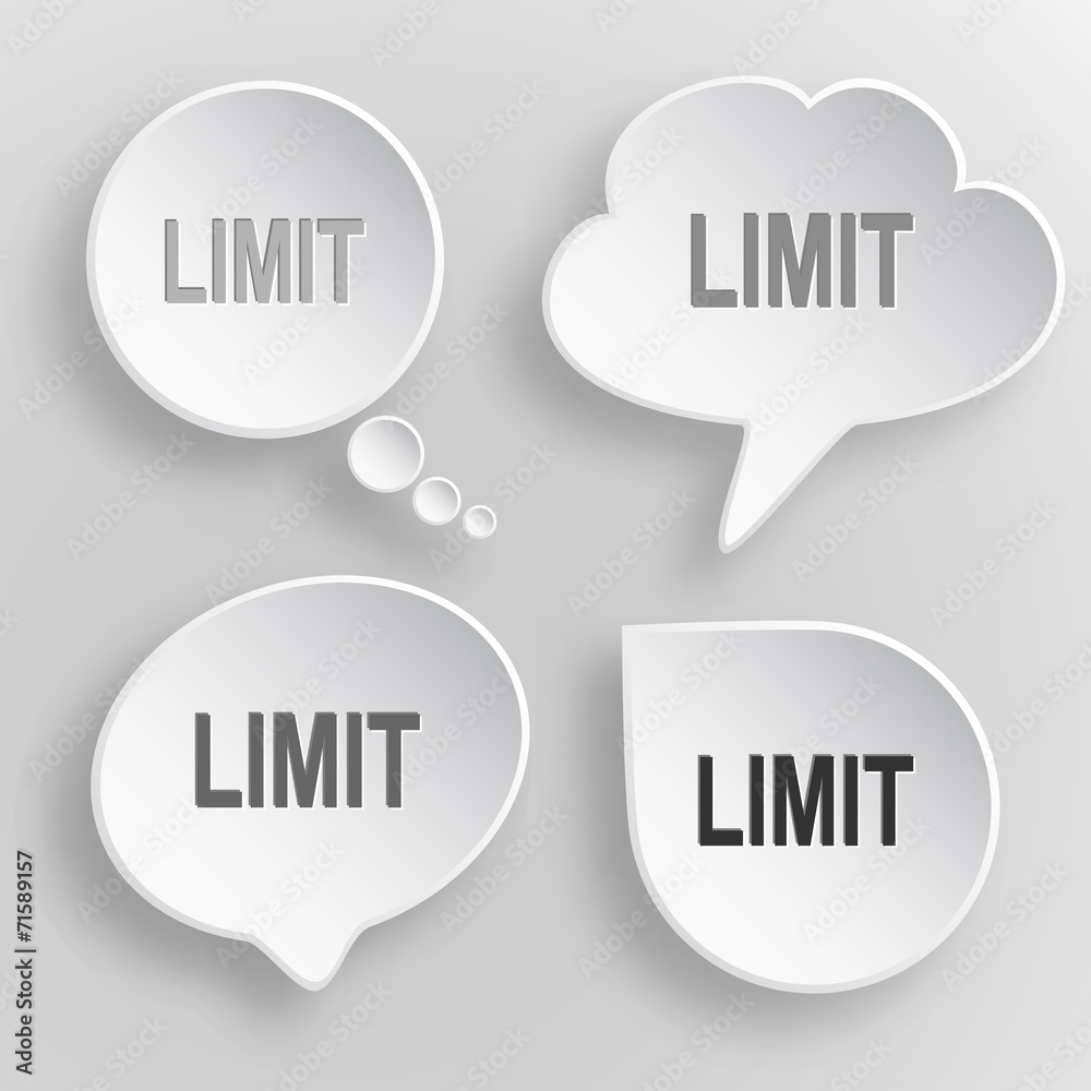 Limit. White flat vector buttons on gray background. Limit. White flat vector buttons on gray background.