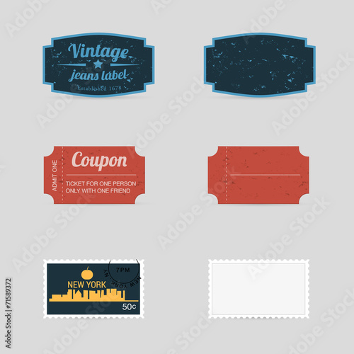 Set of vintage labels with empty copies