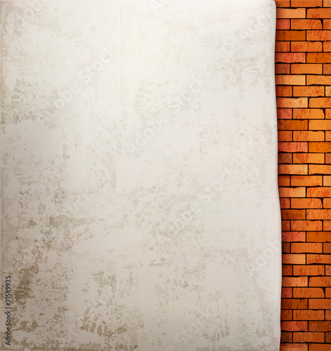 Vintage brick wall background. Vector